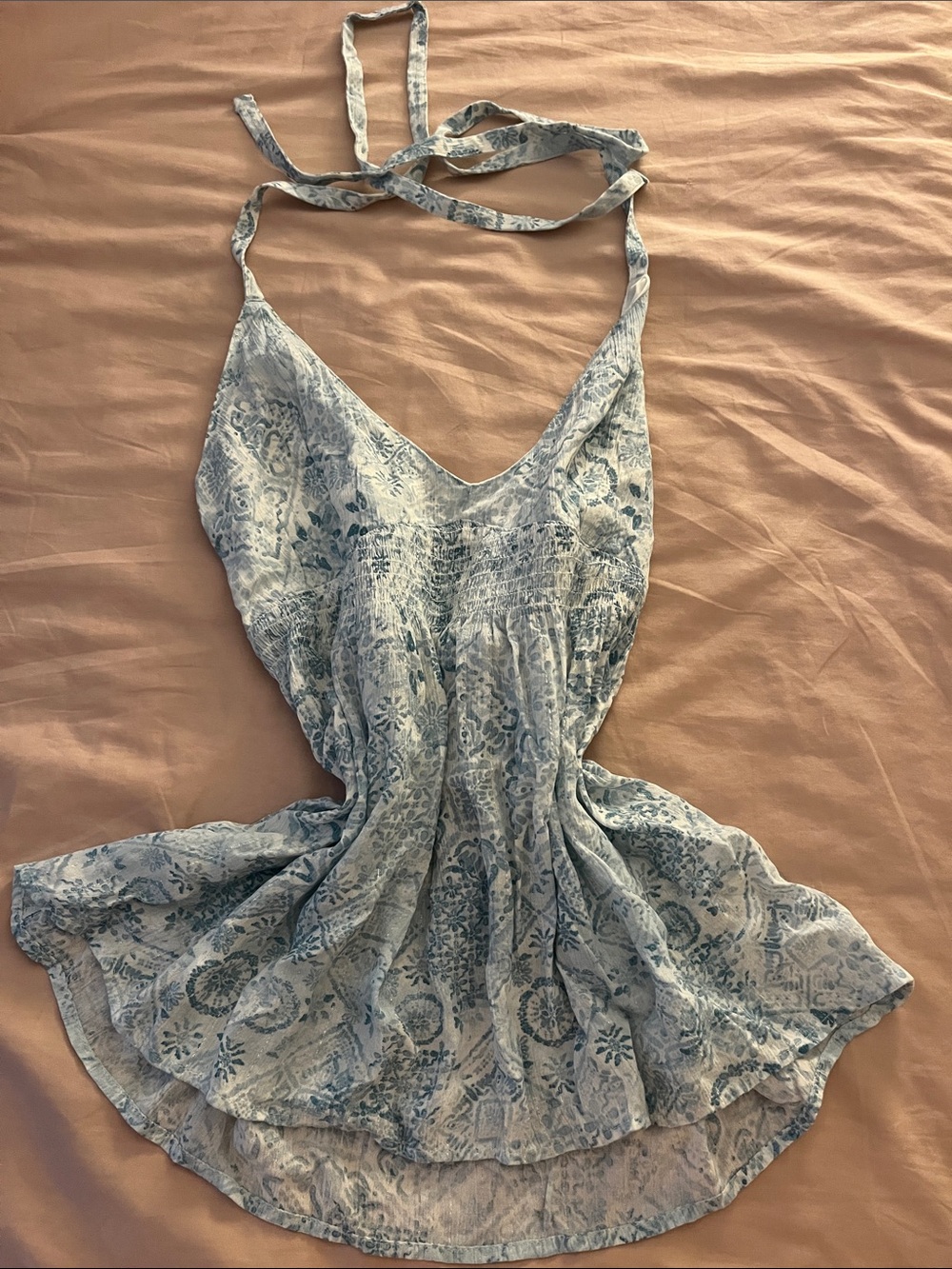 Y2K Hollister Blue Floral Tie-Halter Camisole